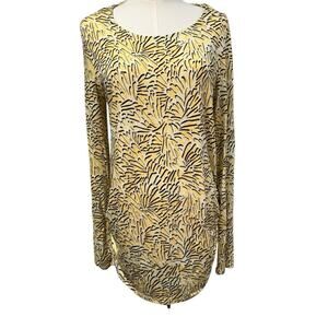 Dana Buchman‎ long Sleeve Blouse Geometric Print Rayon Preppy Secretary Womens L